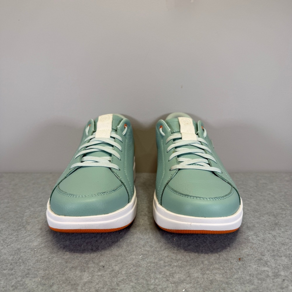 Kizik Athens Womens Shoes Size 11 Mint Green Orange Hands Free Leather Sneakers - Picture 2 of 10